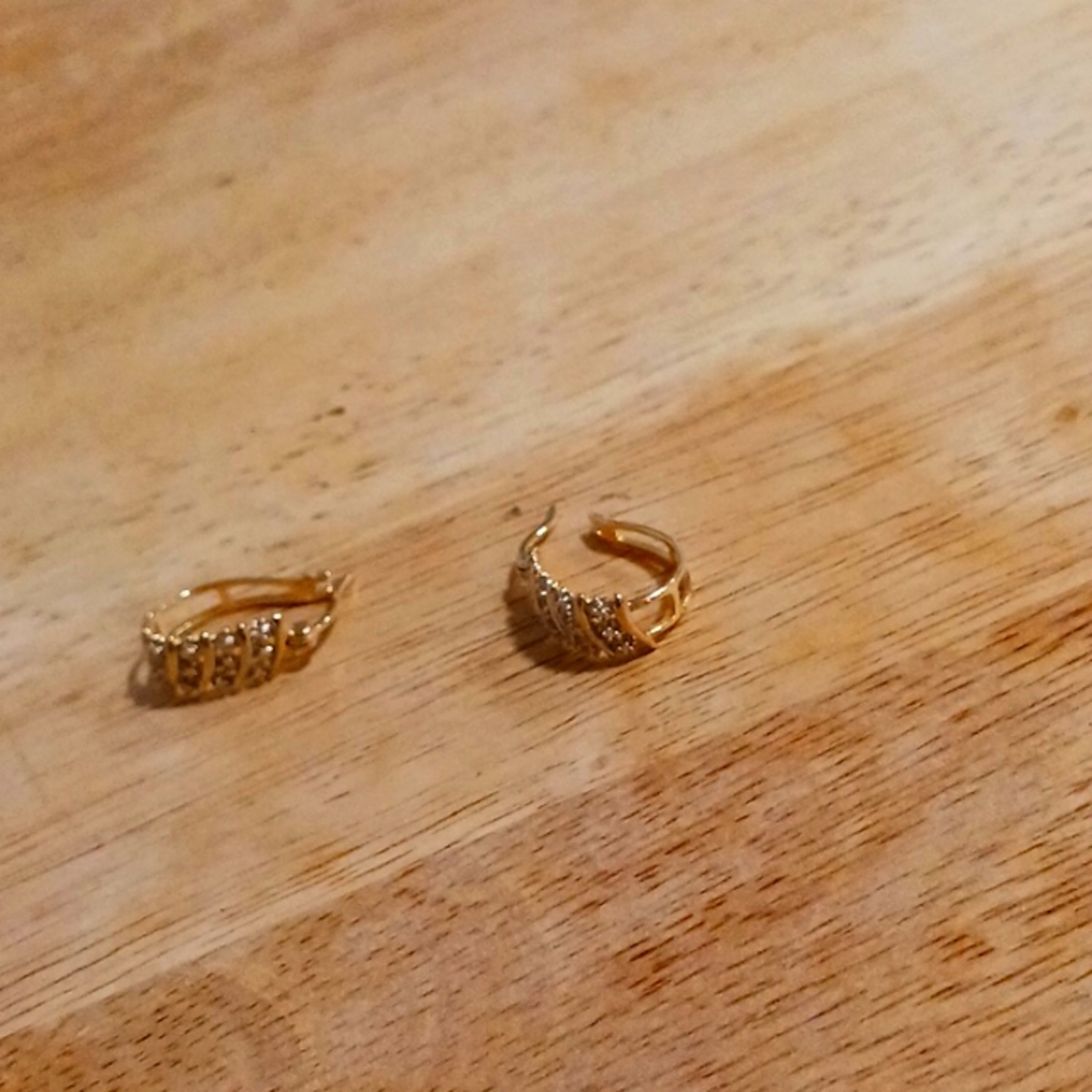 Sterling silver gold tone earrings with stones